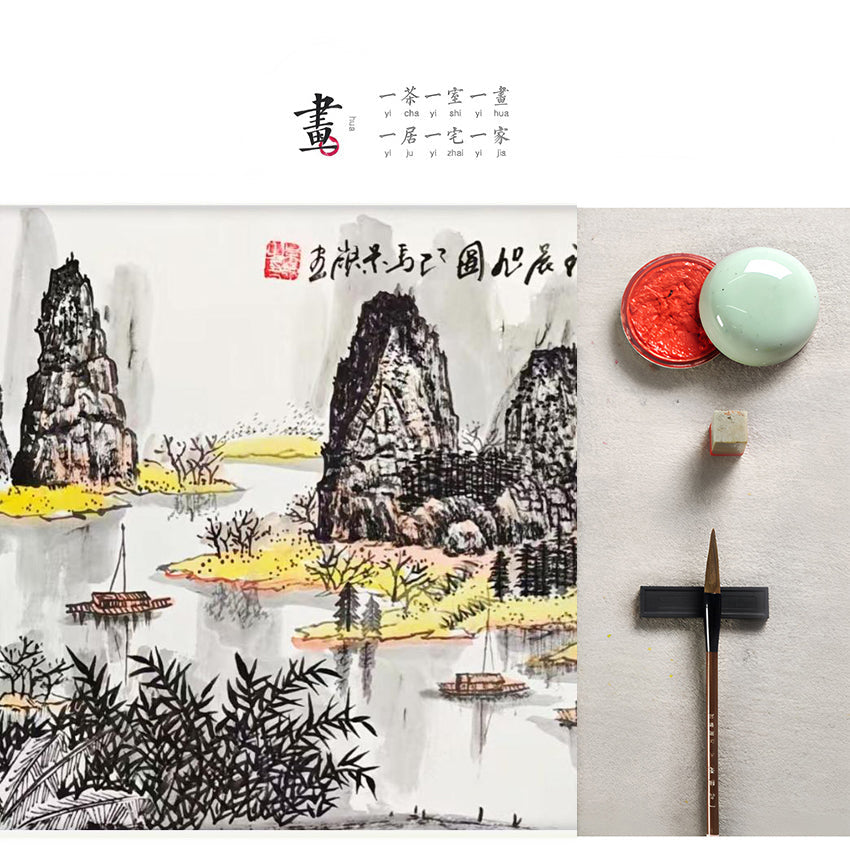 马景岭手绘山水画作品