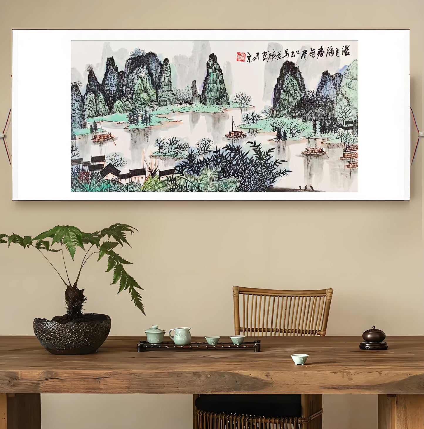 马景岭手绘山水画作品